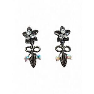 Antique Inspired Silver Tone Baroque Style Rhinestone Post Earrings NWT